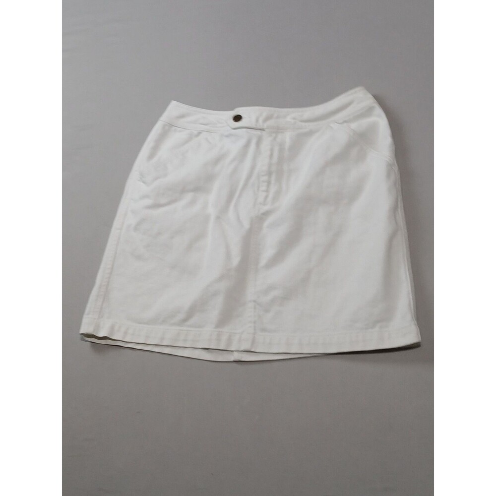 Liz Claiborne Liz Wear White Denim A-Line Skirt Womens Size 10 100% Cotton